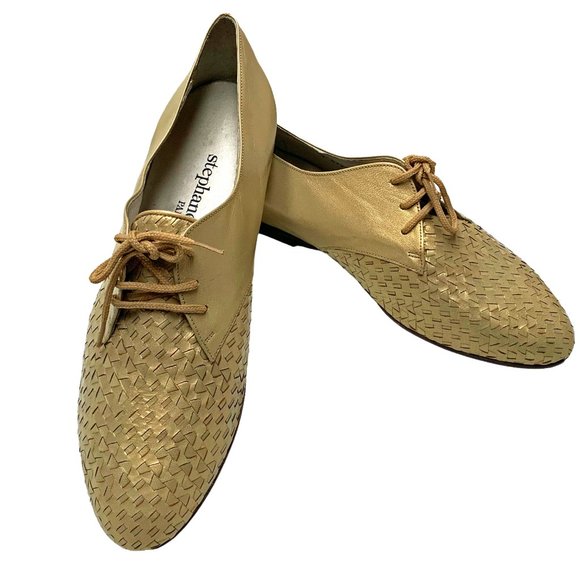 STEPHANE KELIAN Shimmery Gold Leather Lace‎ Up Oxfords  *NWOB - Picture 4 of 11
